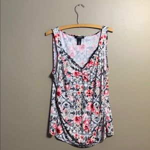 White House Black Market Black/white/pink tank L